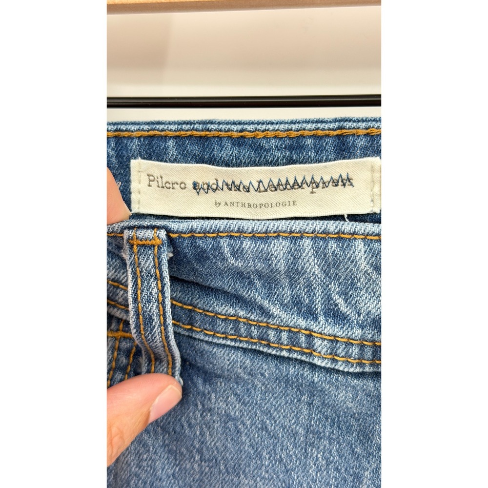 Pilcro Anthropologie Slim Boyfriend Jeans W29 Boho Floral Embroidered Patchwork - Picture 7 of 9